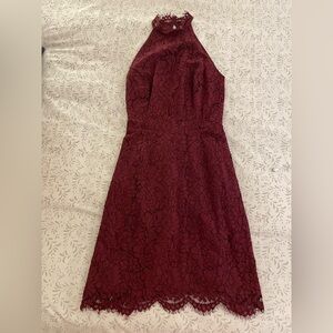 BB Dakota Burgundy Lace Halter Dress